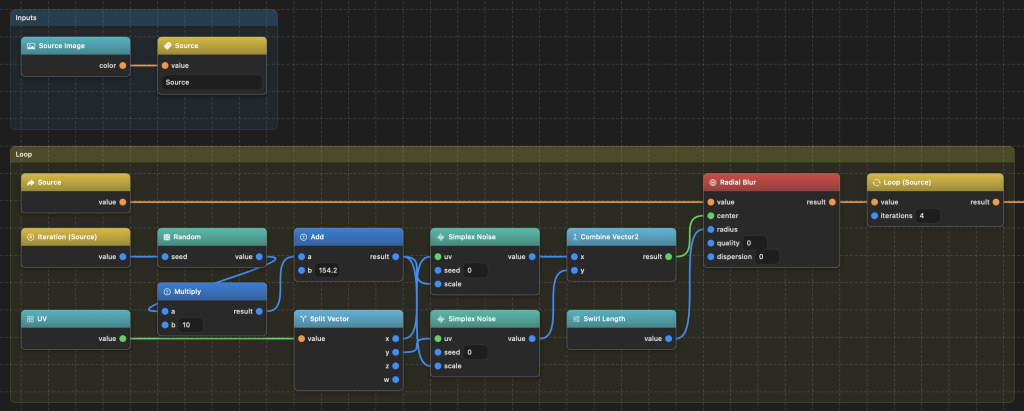Example of a loop in the module editor