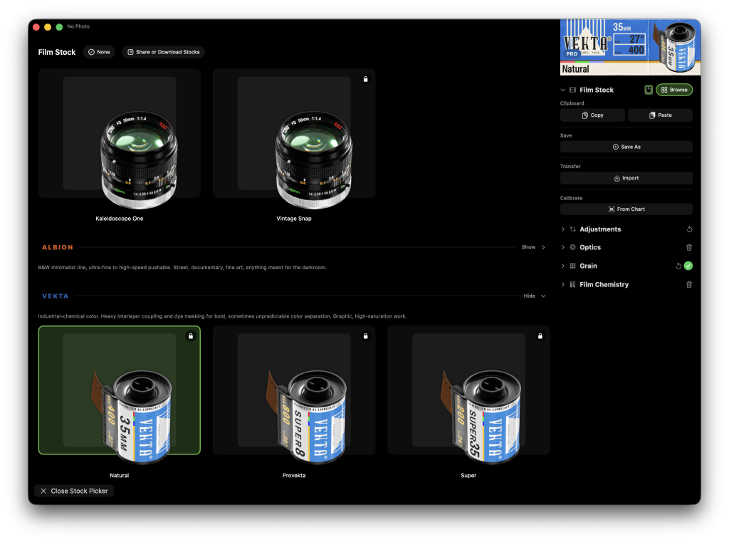 Screenshot of the silverstock picker